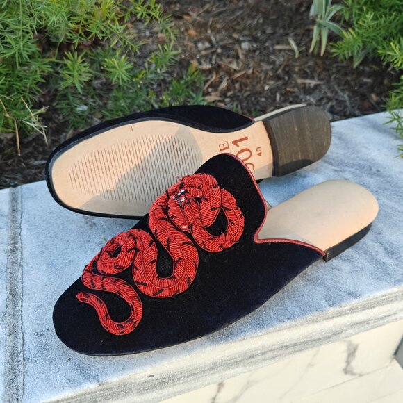 Leather Shoes for Men, Embriodered Red Snake Shoes, Designer Shoes for Mens, main image 4